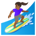 🏄🏾‍♀️ woman surfing: medium-dark skin tone display on Google